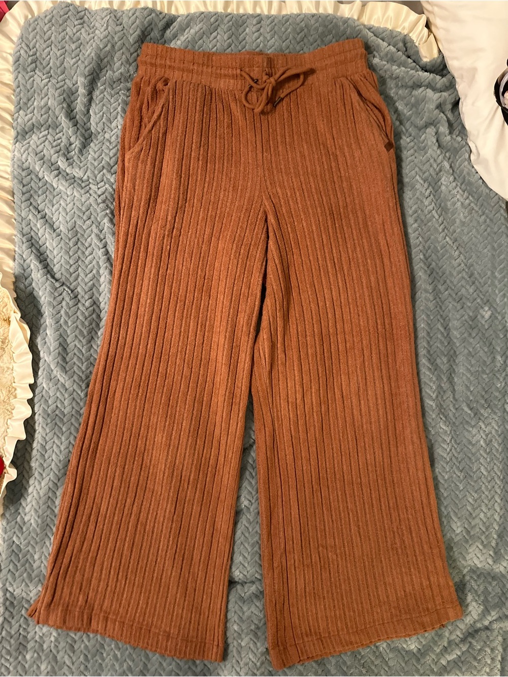 Rip Curl Ribbed Wide-Leg Pants - Rust Orange